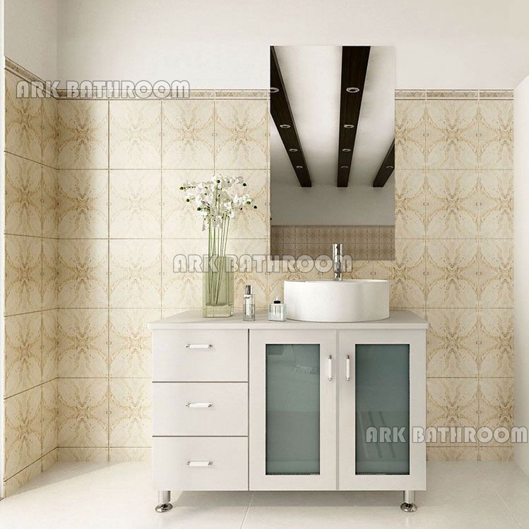 White stone top bathroom linen cabinets bathroom cabinet mirror RT325-39W
