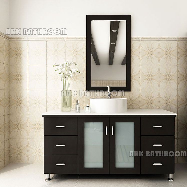 White stone top bathroom linen cabinets bathroom cabinet mirror RT325-48E