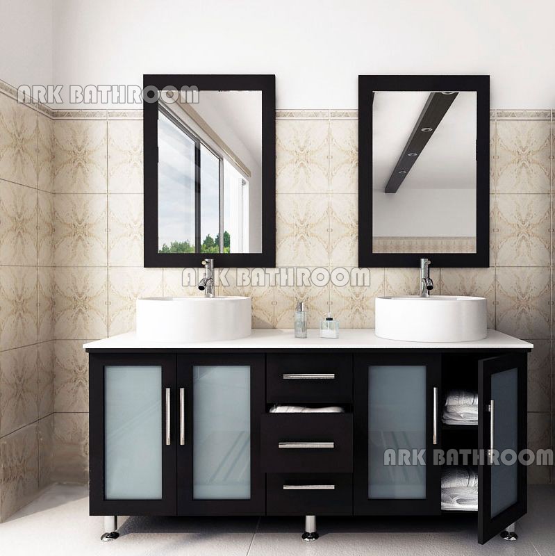 Double sink bathroom vanities Espresso bathroom vanity cabinet RT325-60E