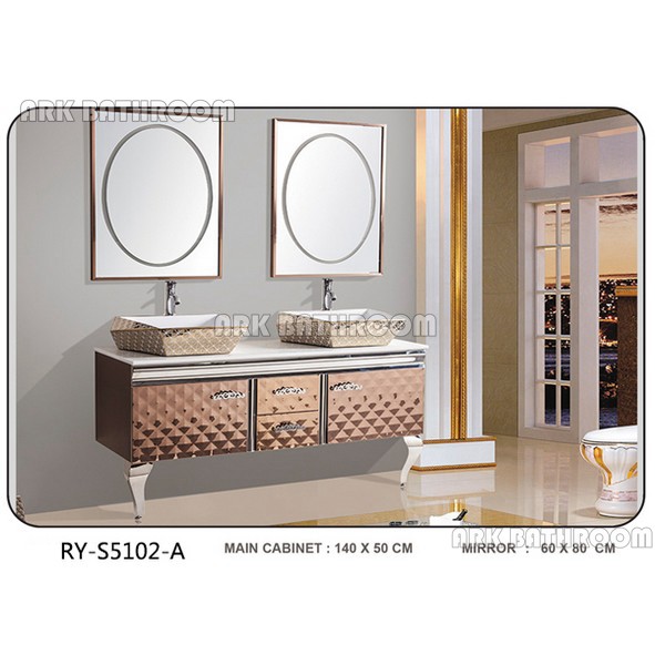 Double Stainless steel Lavatory bathroom cabinet Chinese supplier RY-S5102-A