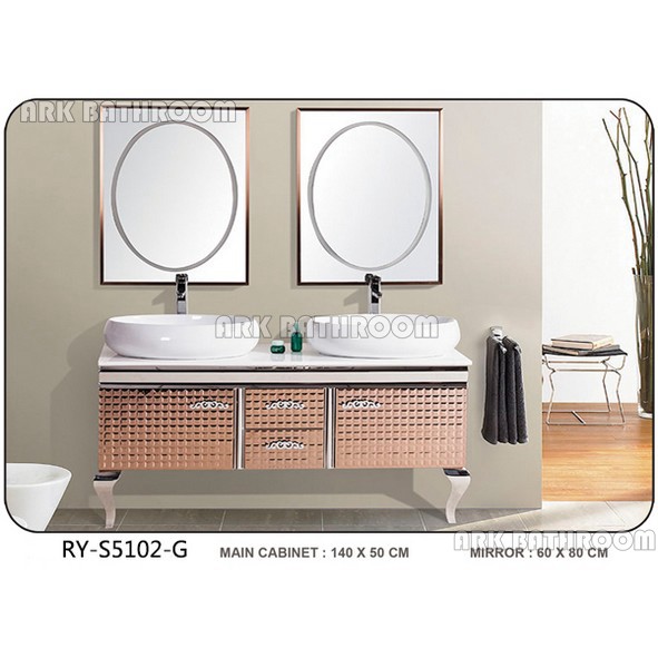 Double Stainless steel Lavatory bathroom vanities Chinese supplier  RY-S5102-G