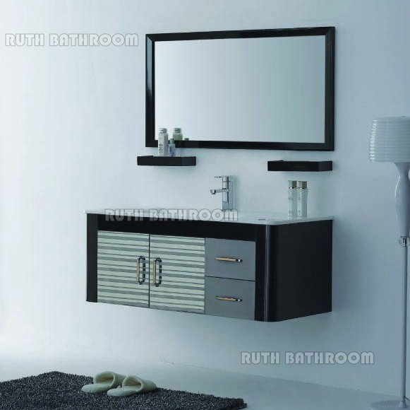 Hangzhou Stainless steel bathroom cabinet marble top leg Floor bathroom furniture RYB571-100
