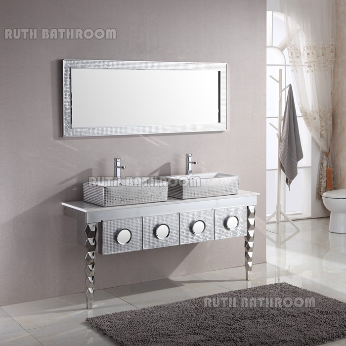 Double Stainless steel Lavatory bathroom vanities Chinese supplier  RYS8802-A
