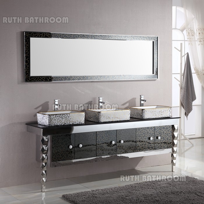 Double Stainless steel furniture Lavatory bath cabinets RYS95353-A