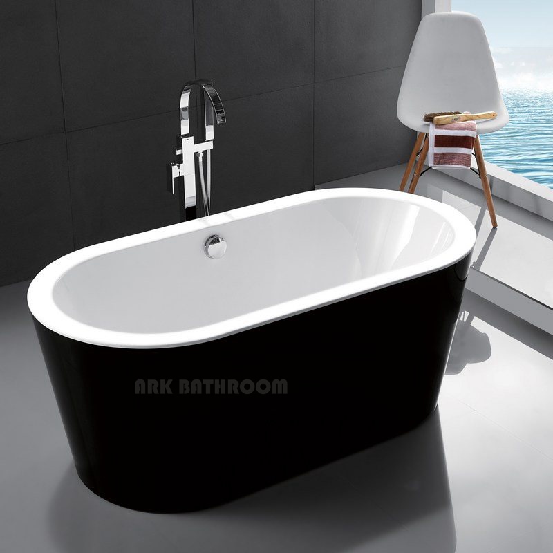 Baignoire en acrylique Baignoire autoportante bain tourbillon Baignoire de couleur noire F1714N